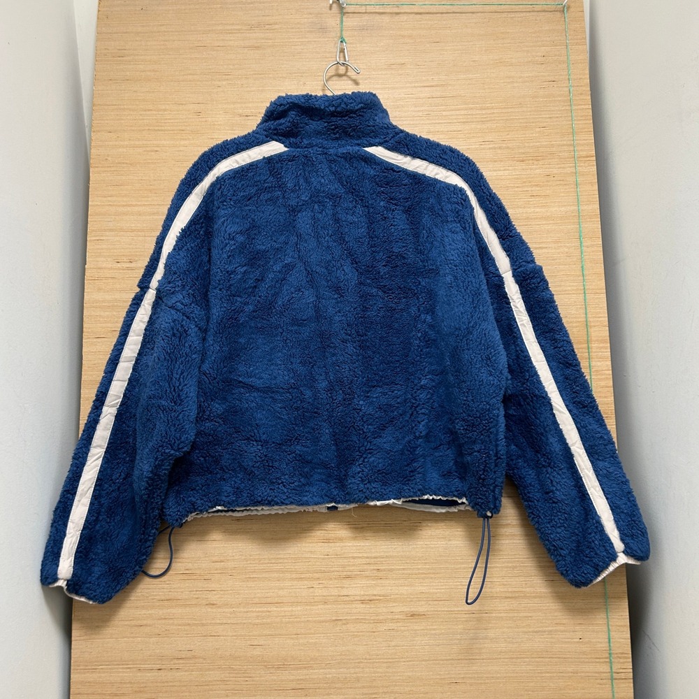 JoyLab Blue Sherpa Fleece Boxy Fit Zip Up Jacket Women Medium New - Picture 6 of 8